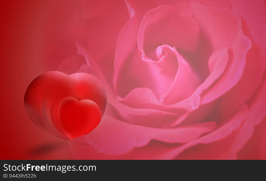 Roses and Hearts background.Valentines or Wedding Card.