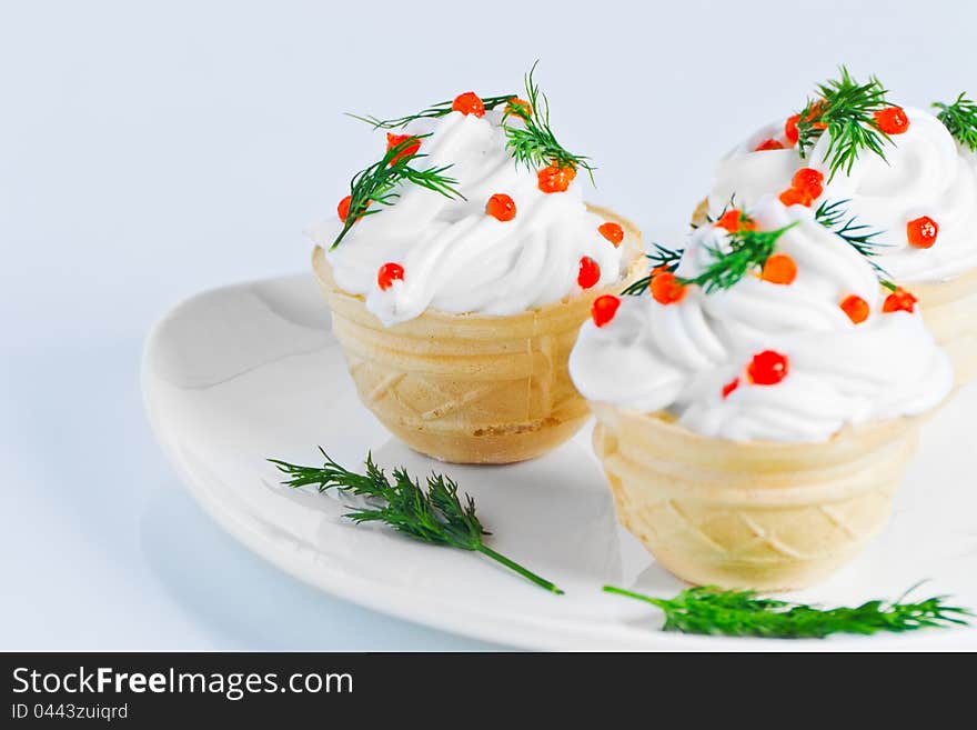 Homemade cakes with white cream