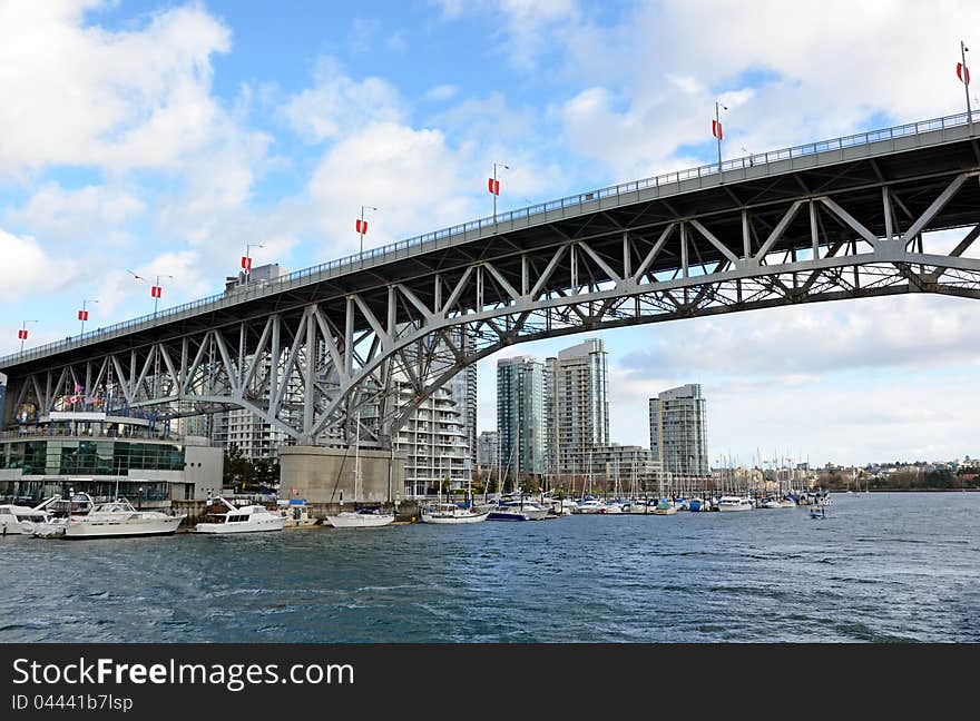 Granville Street bridge running over Vancouver harbor