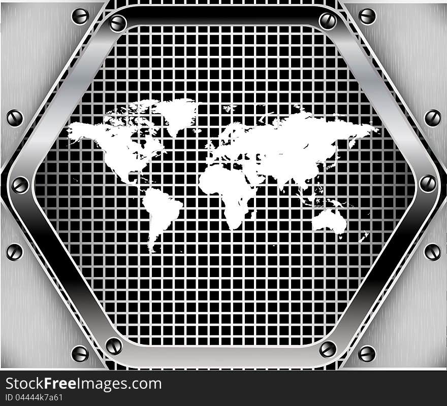 Map of the world metal background