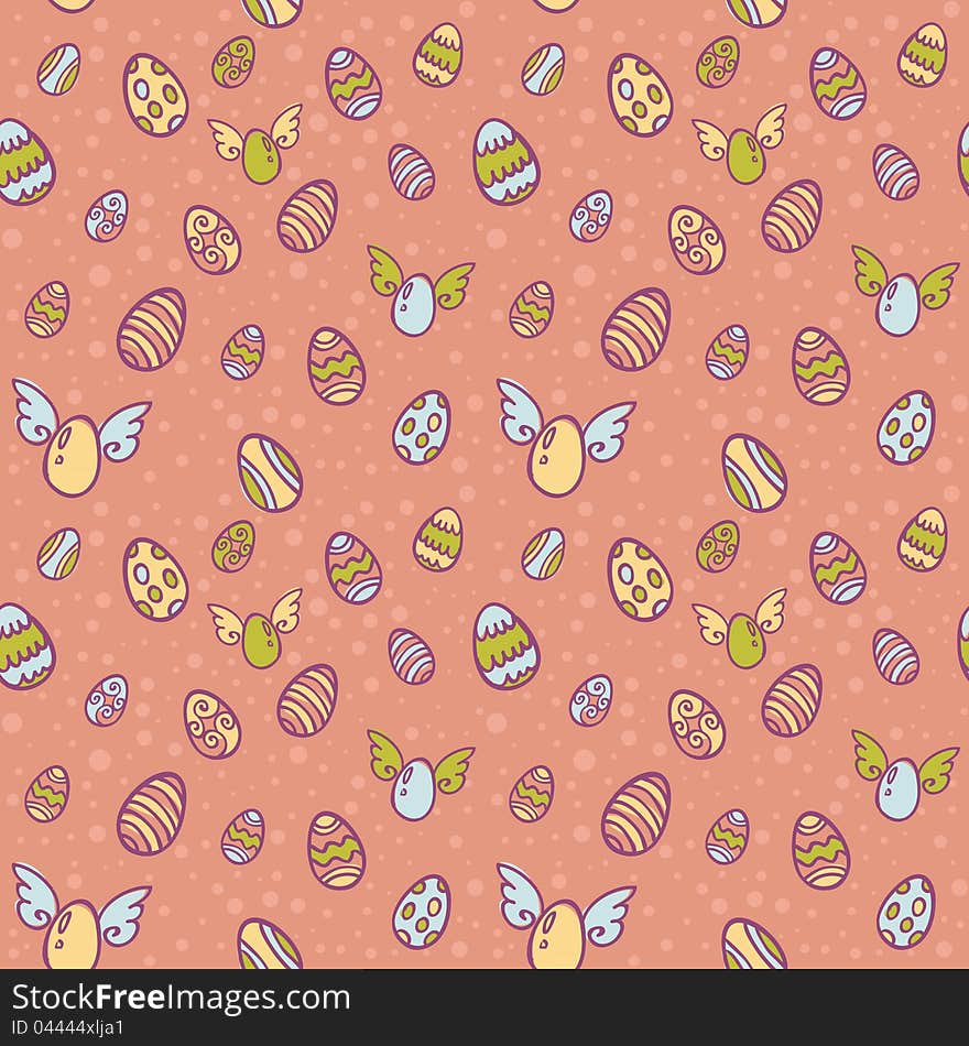 Easter eggs cartoon hand drawn seamless texture. Easter eggs cartoon hand drawn seamless texture