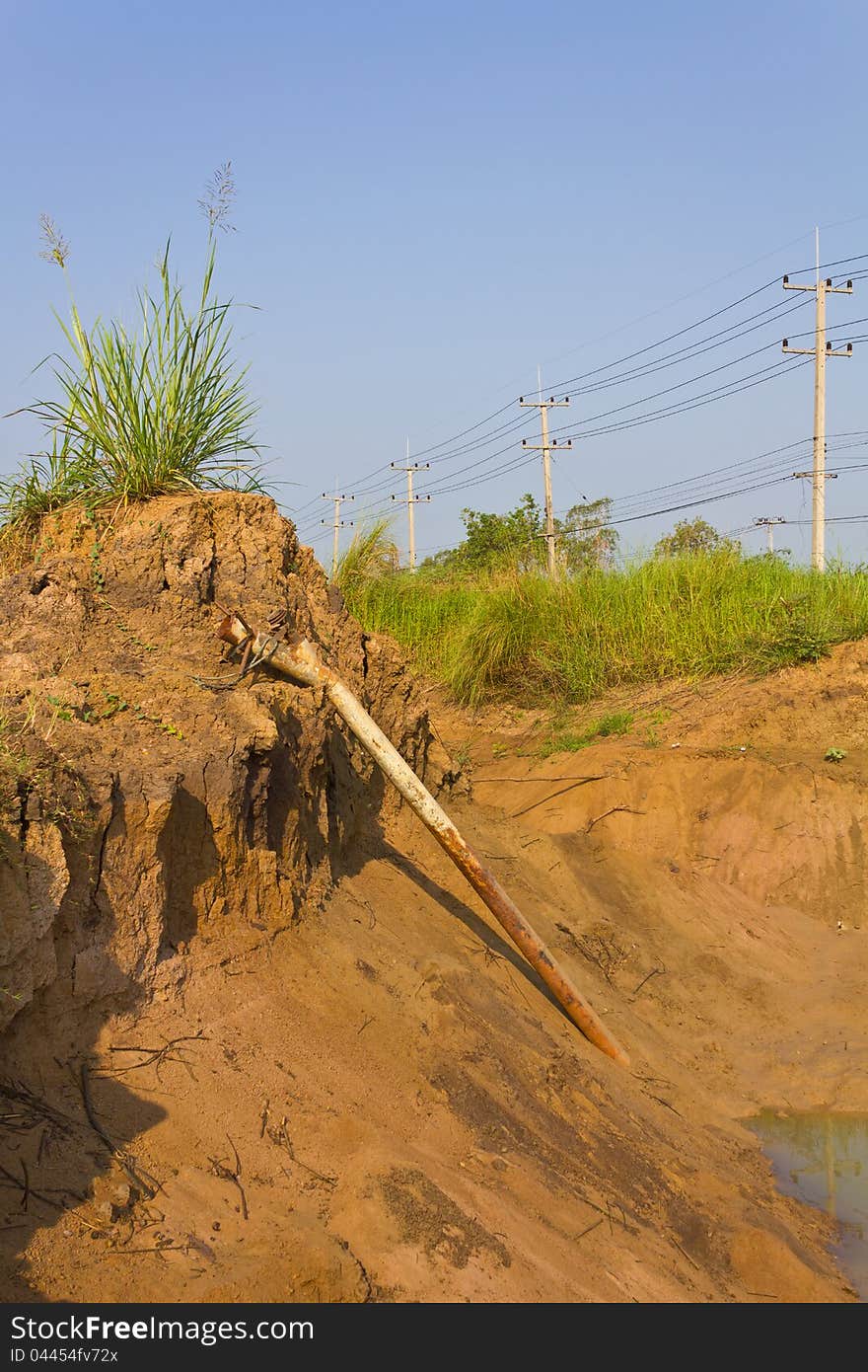 Farmers' water pipe buried in the ground. Farmers' water pipe buried in the ground.