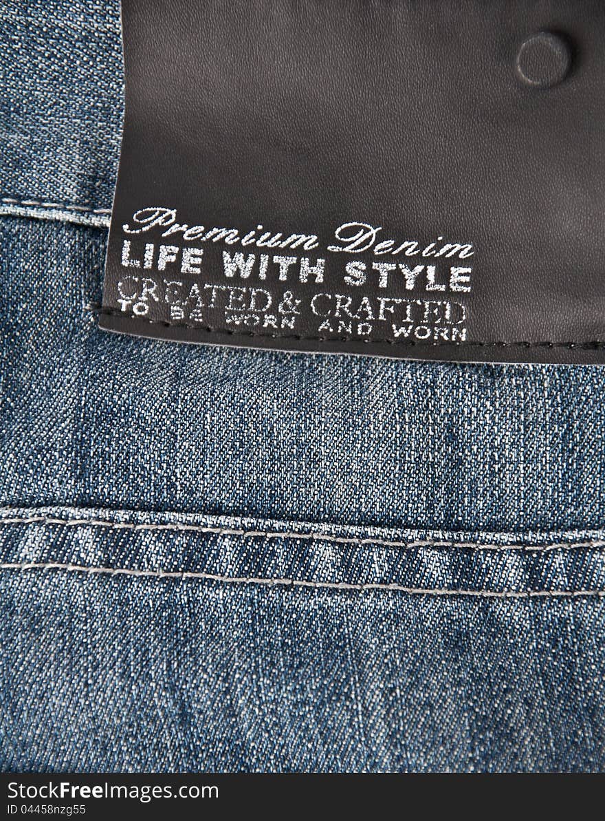 Jeans texture with black label