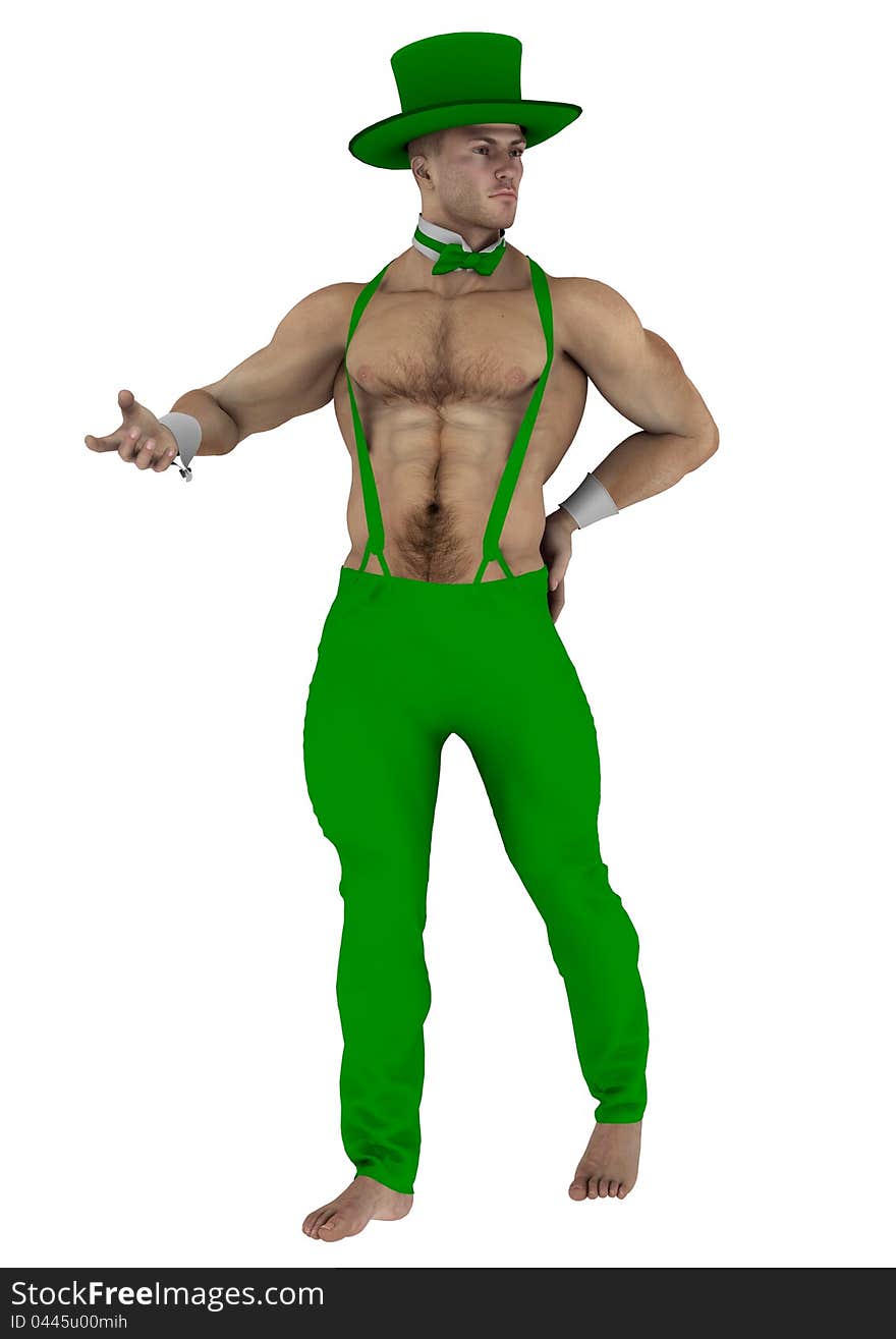 A male model in his unique pose for st patrick's day. A male model in his unique pose for st patrick's day