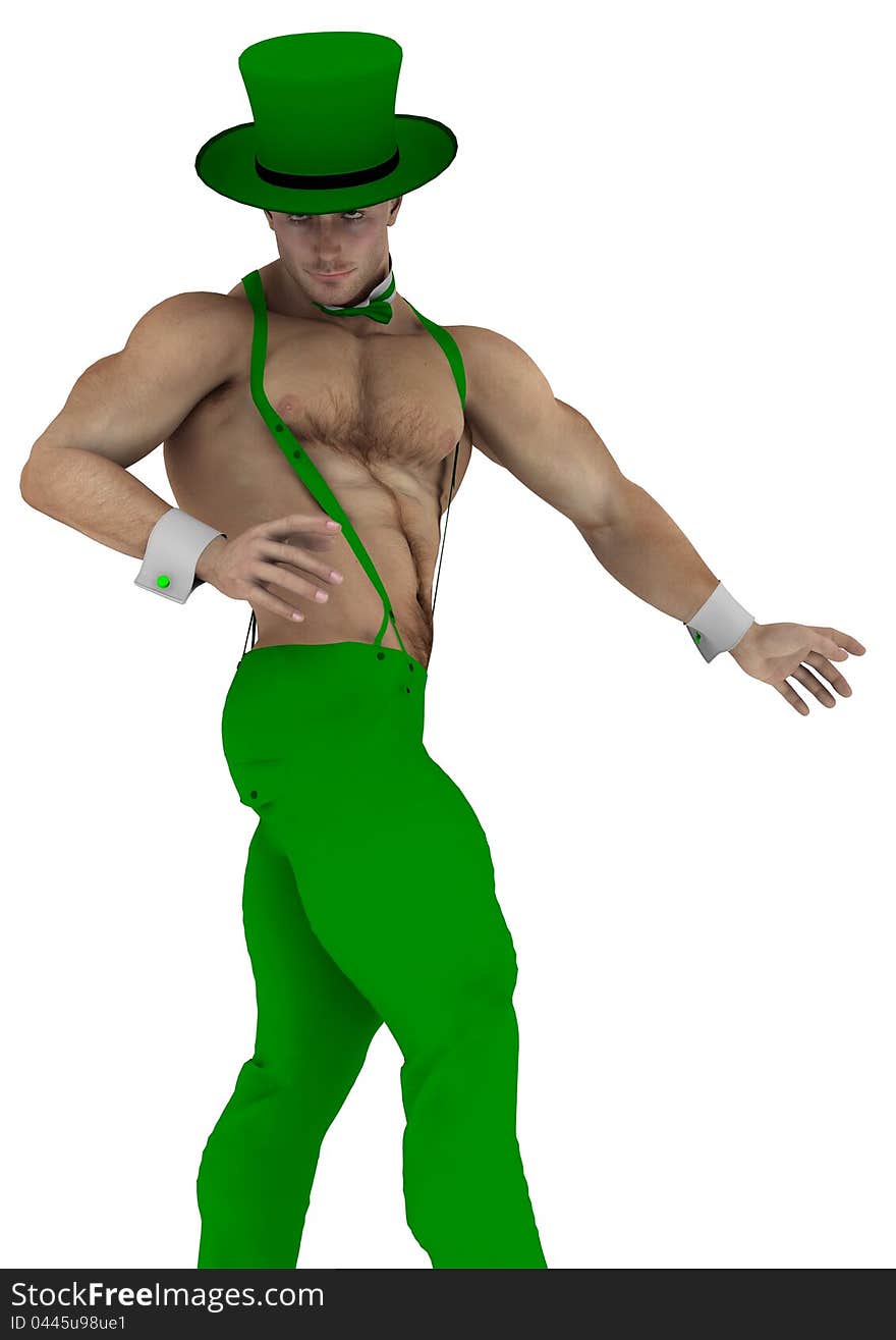 A male model in his unique pose for st patrick's day. A male model in his unique pose for st patrick's day