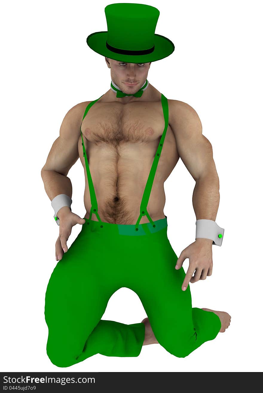 A male model in his unique pose for st patrick's day. A male model in his unique pose for st patrick's day