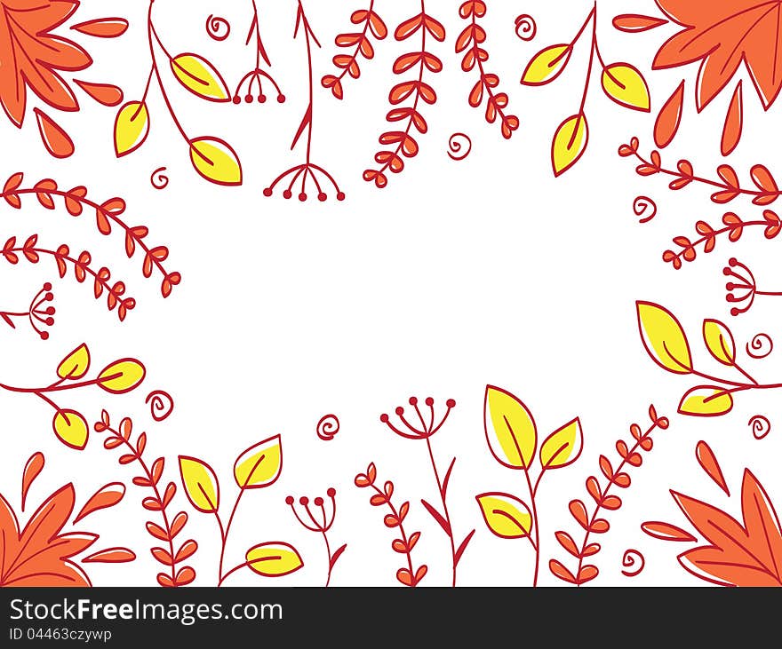 Floral abstract frame background - colored illustration