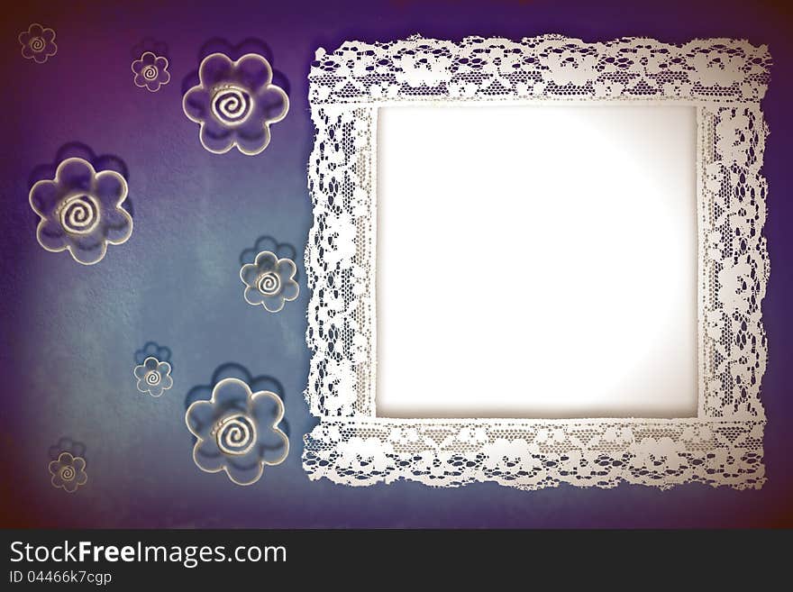 Grunge frame on the old paper and flowers  for invitation or photo. Grunge frame on the old paper and flowers  for invitation or photo