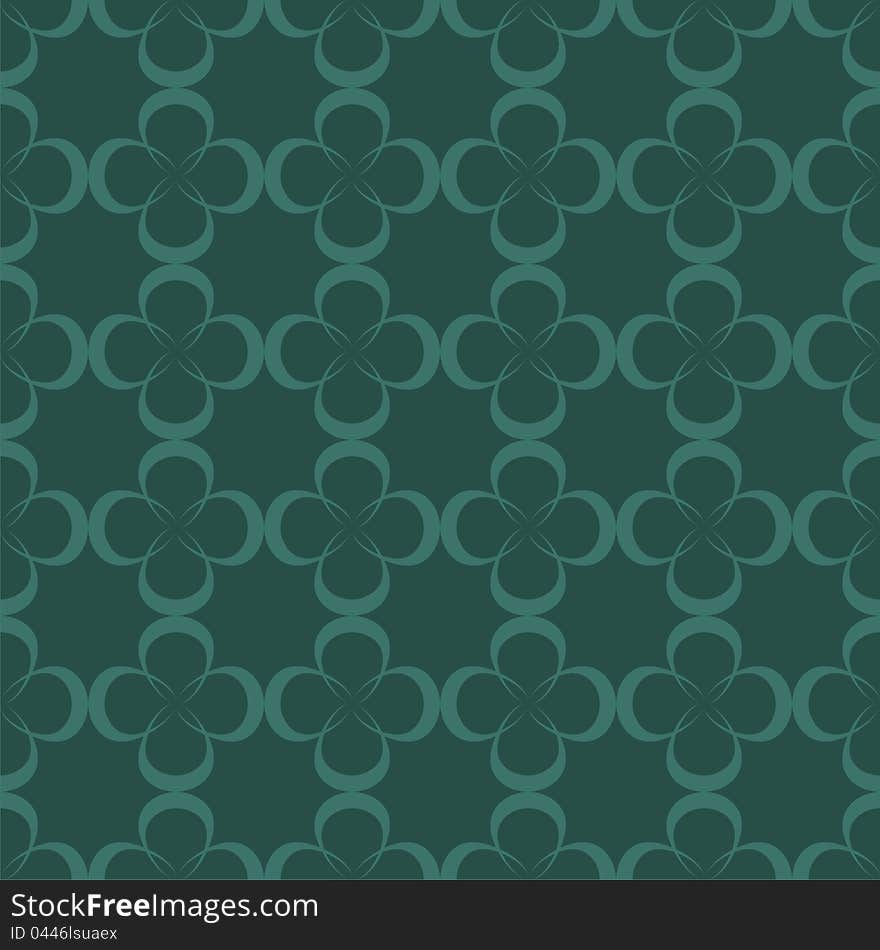 Decor seamless pattern with leaves on green