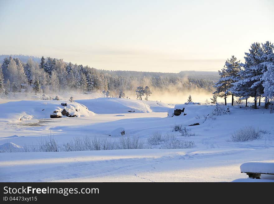 Emotional winter in February (the Arctic Circle, Northern Sweden)