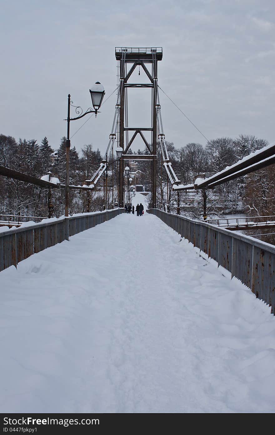 Bridge in winter park, can use as background