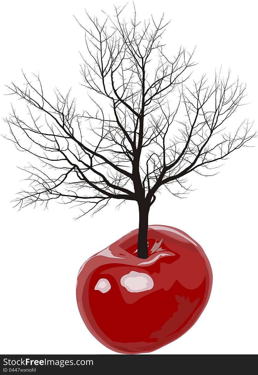 vector illustration of a tree growing out of cherries fruit. vector illustration of a tree growing out of cherries fruit