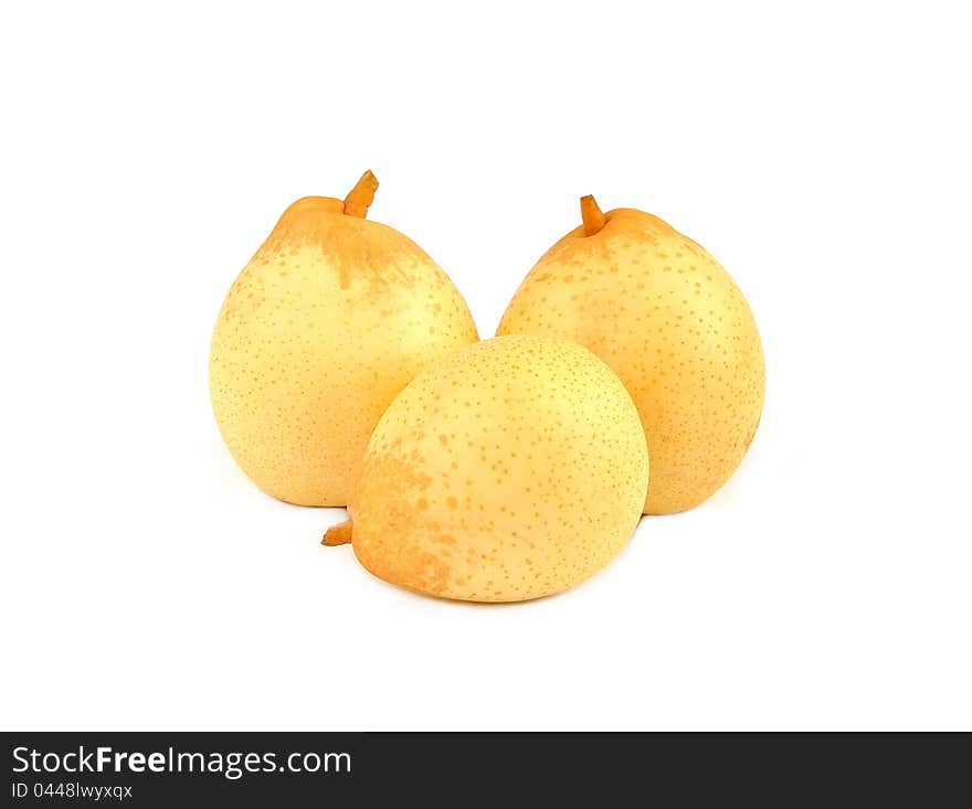 Chinese pears on white background