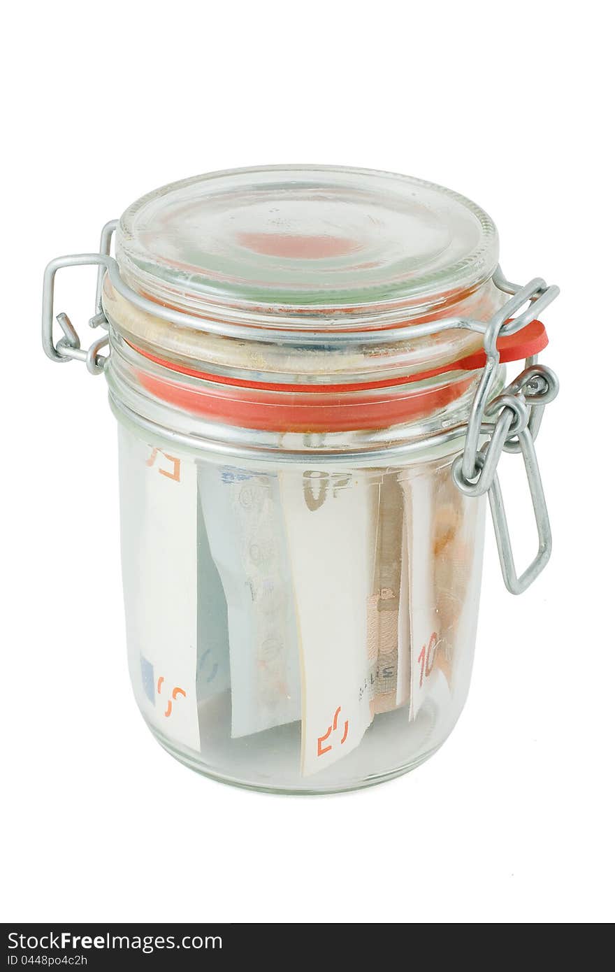 Glass jar with the money