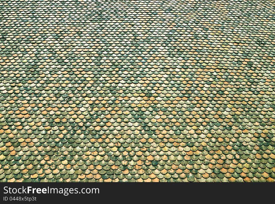 Backgrounds of tile roof , Roof of Galleries in North of Thailand