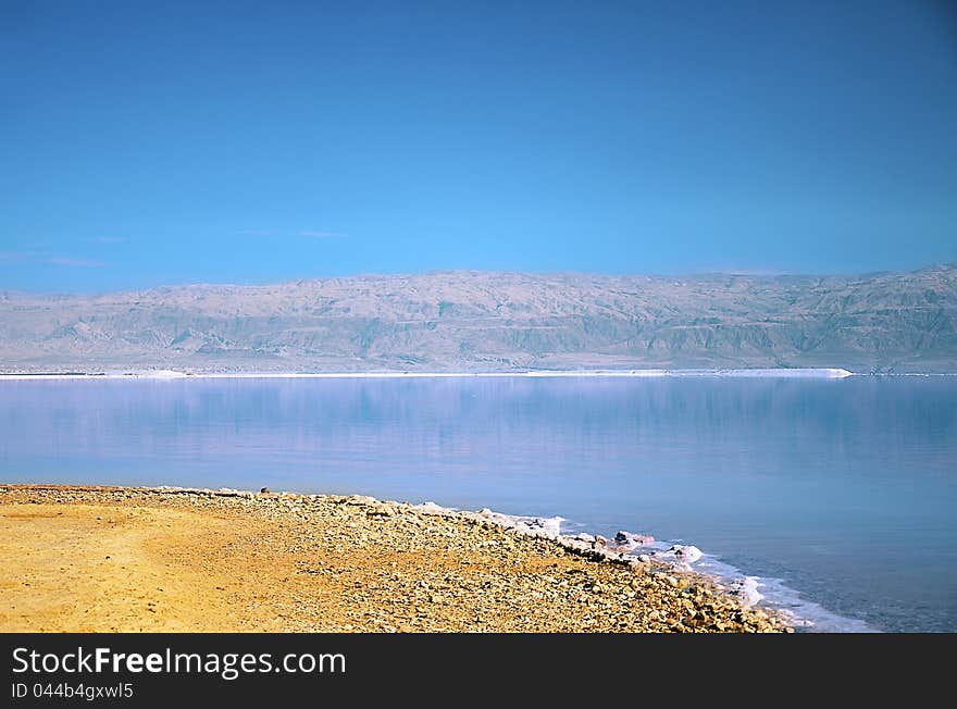 Beautiful scenery Dead Sea clear summer day. Beautiful scenery Dead Sea clear summer day