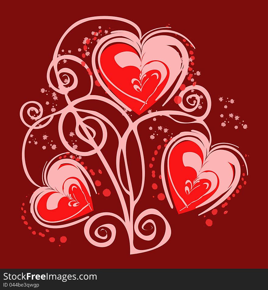 Red and white heart pattern  illustration. Red and white heart pattern  illustration