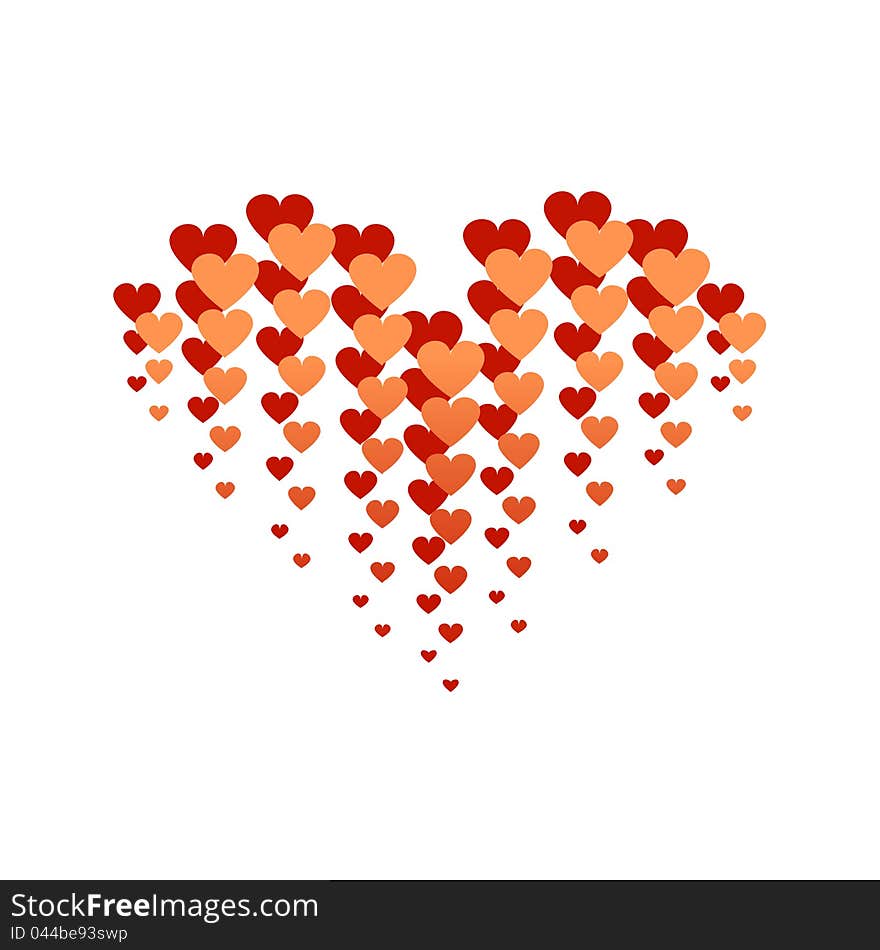 Red And Orange Heart,  Isolated On White