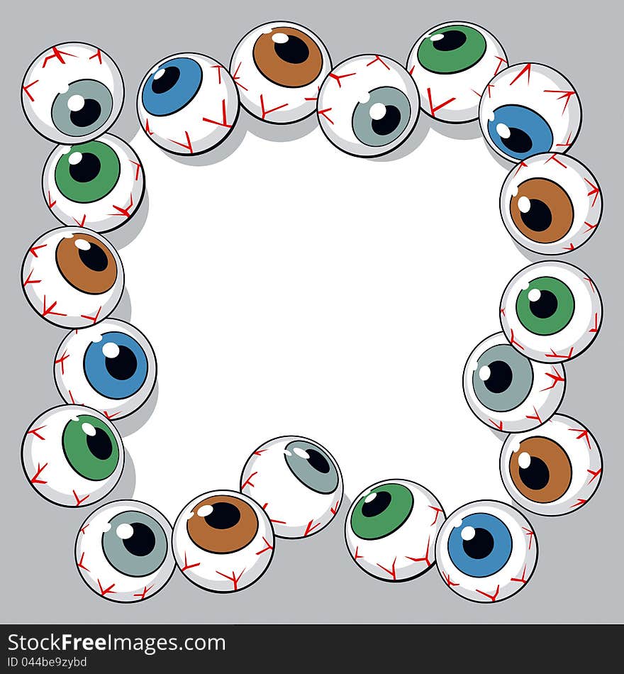 Eyeballs frame on white background. Vector Illustration