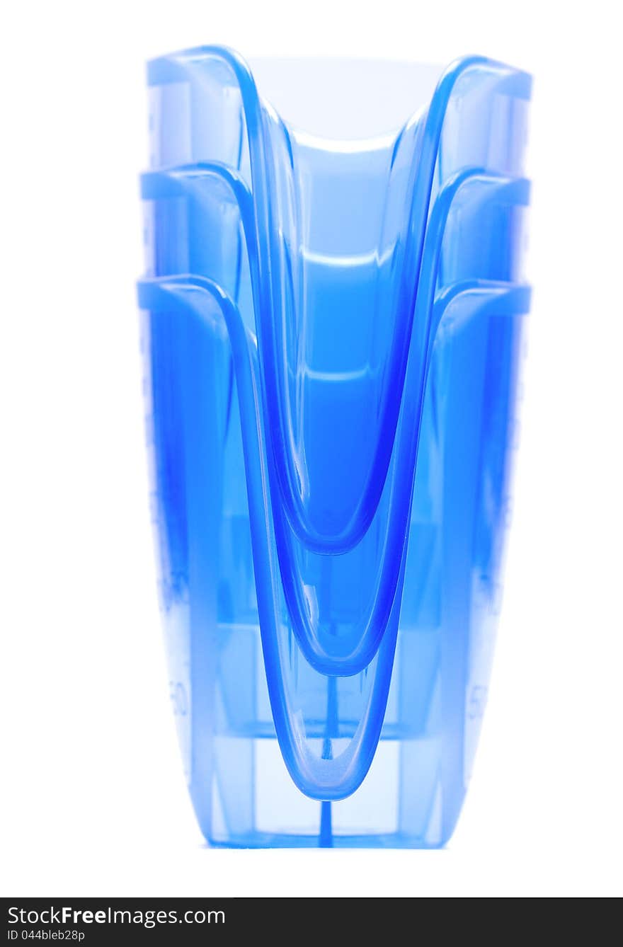 Blue transparent jug isolated on white background