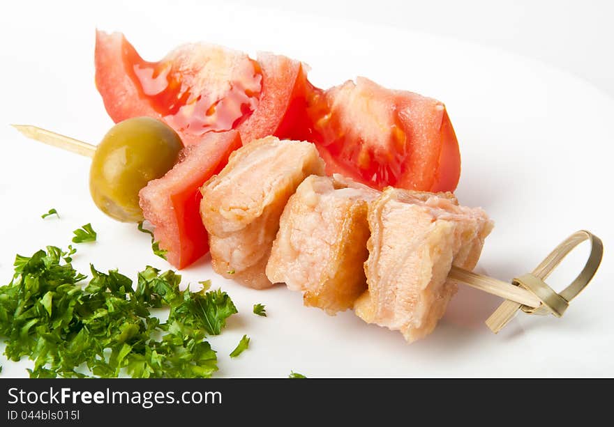 Close up of grilled salmon with vegetables