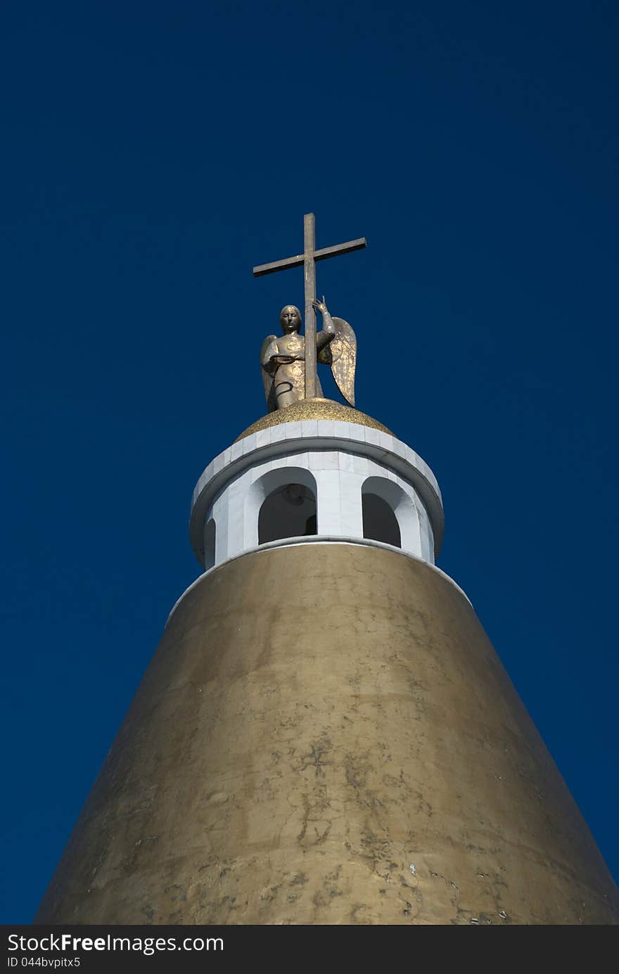 Dome of christian building with a cross. Dome of christian building with a cross