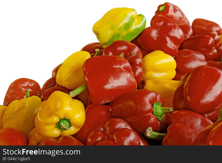 Group of red and yellow peppers. Group of red and yellow peppers