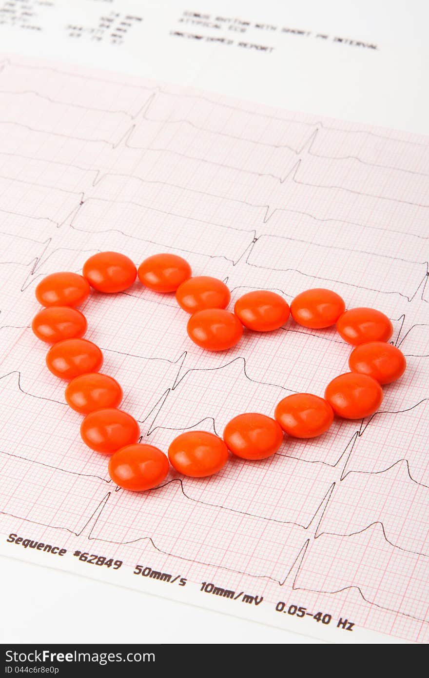 Heart of pills on electrocardiogram