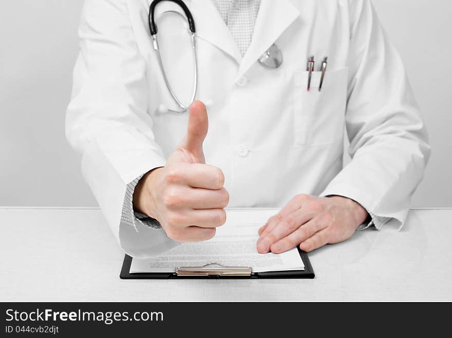 Young Doctor Showing Ok Sign With Thumb Up