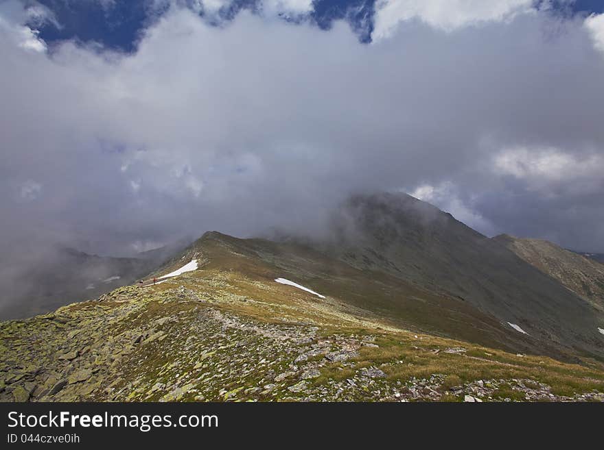 Dramatic cloud scenery in high mountains