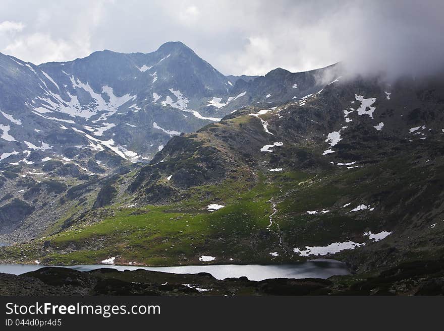 Dramatic cloud scenery in high mountains