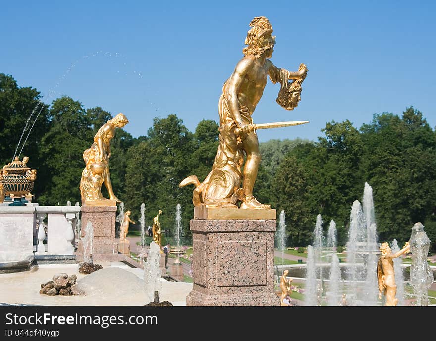 Grand cascade in Pertergof,  Russia.