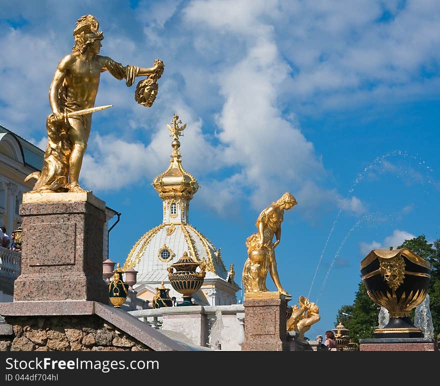 Grand cascade in Pertergof,  Russia.