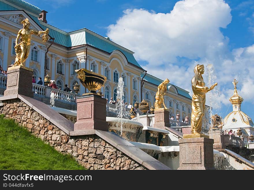 Grand Cascade In Pertergof,  Russia.