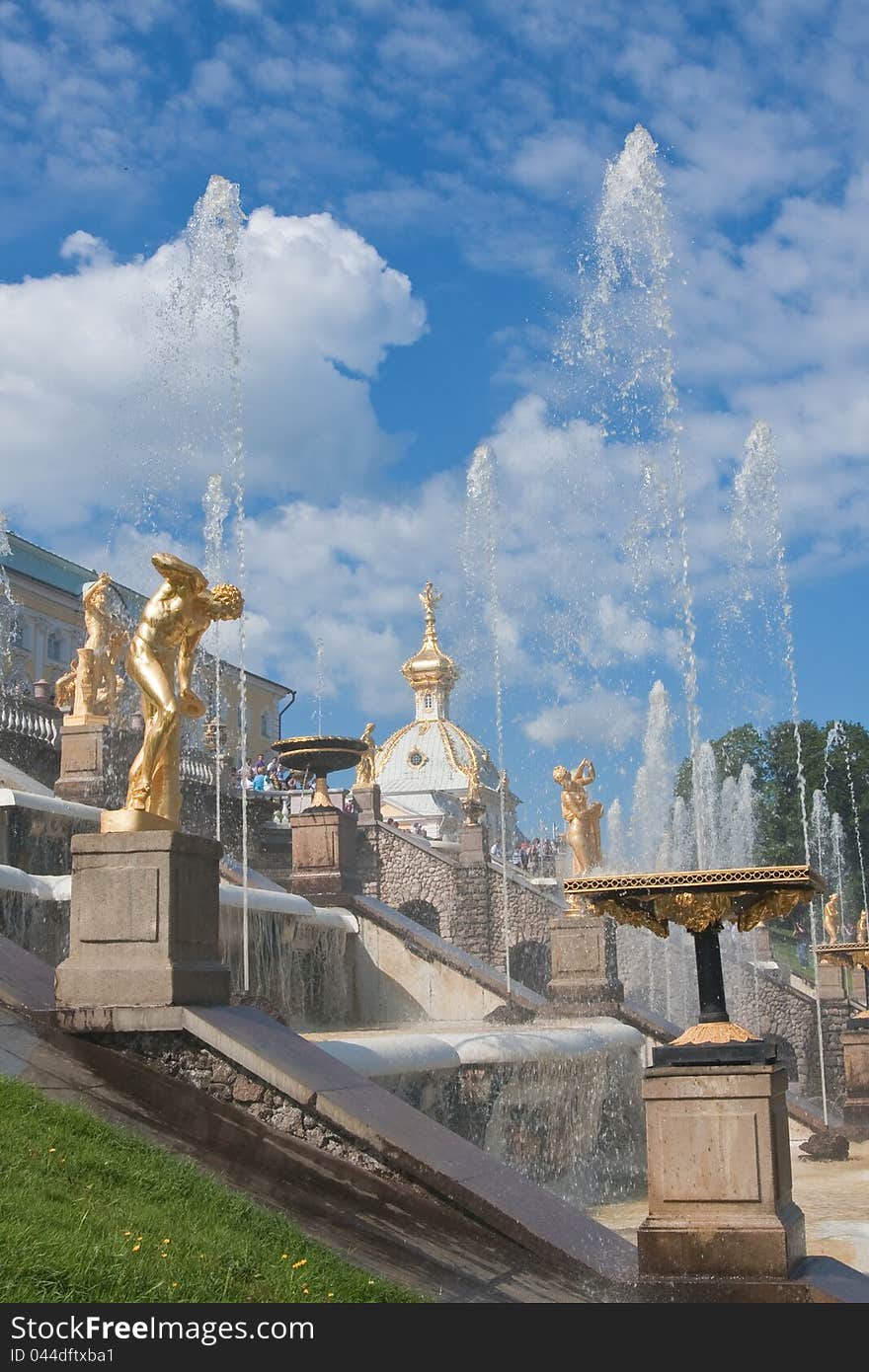 Grand Cascade In Pertergof,  Russia.