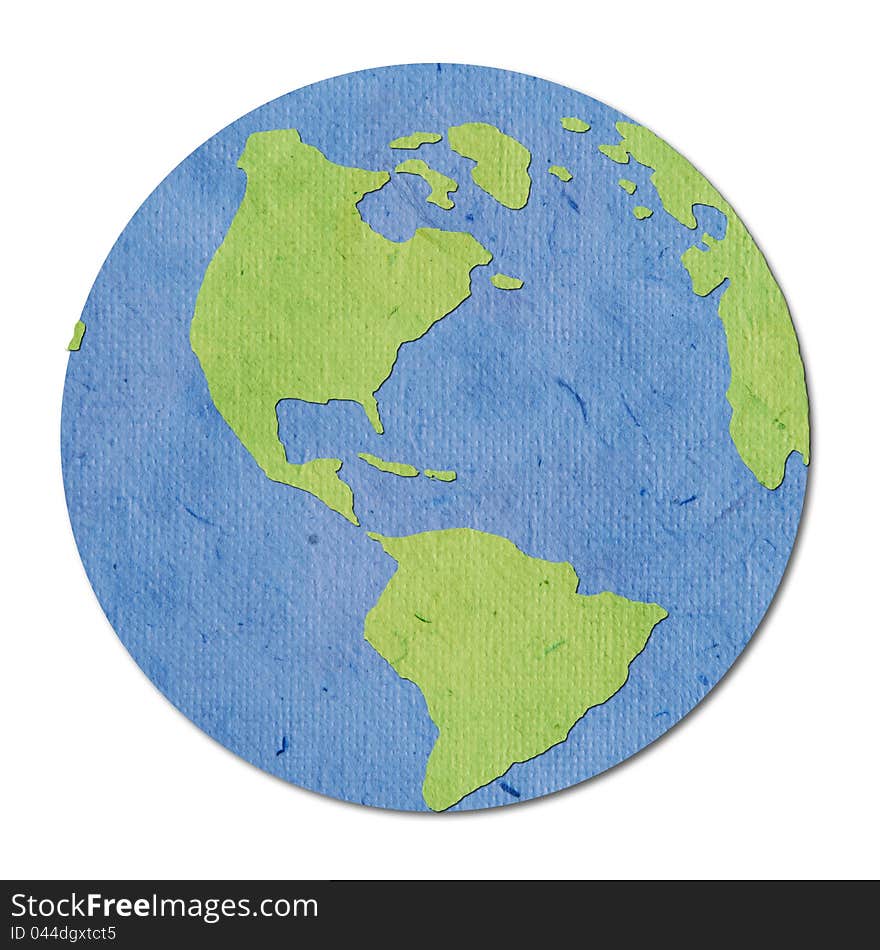 Isolate recycled paper earth on white background. Isolate recycled paper earth on white background