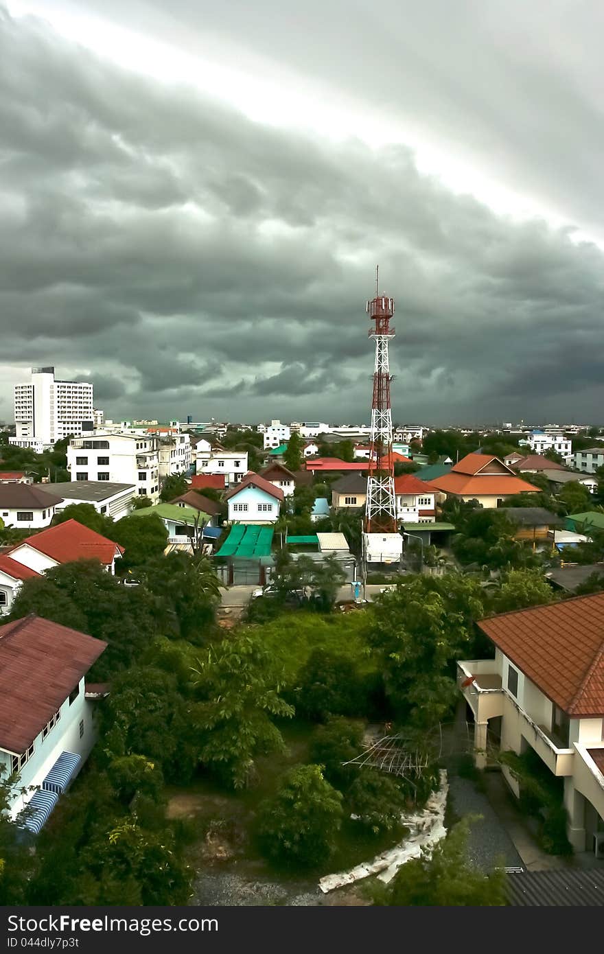 Town In the midst of the storm. Town In the midst of the storm