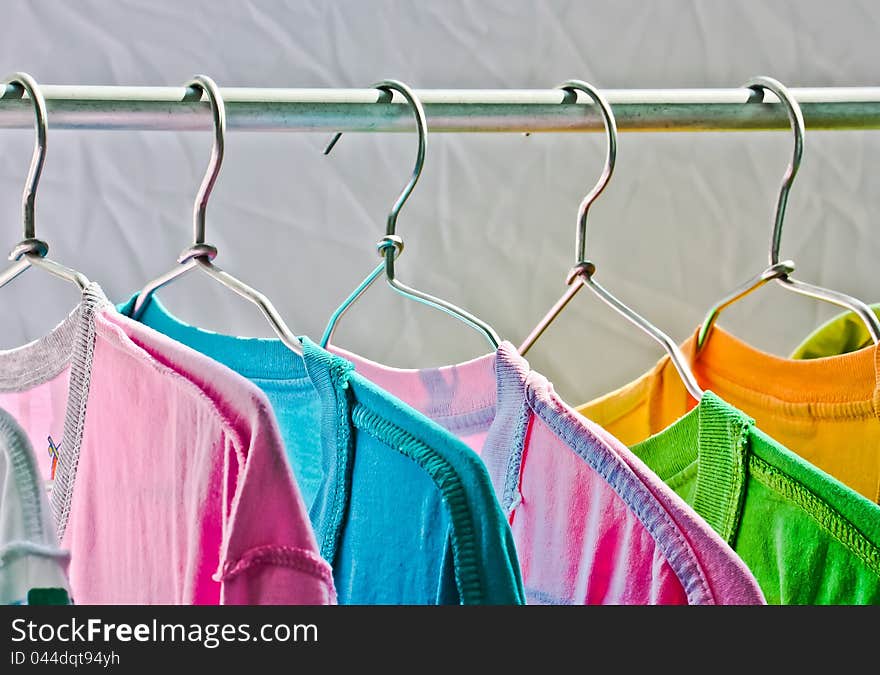 T-shirt hung on a clothes line. T-shirt hung on a clothes line