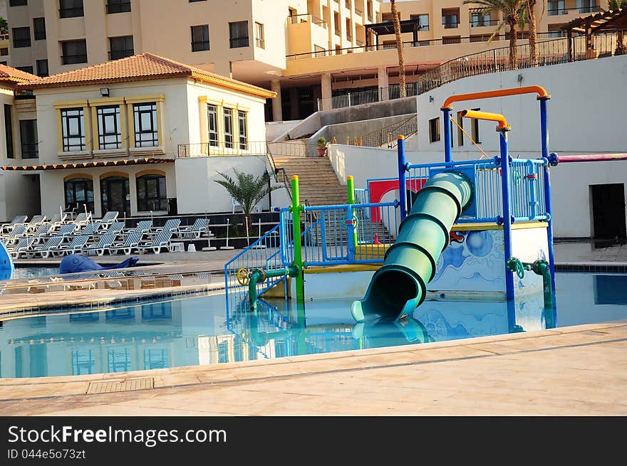 A swimming pool in a holiday resort