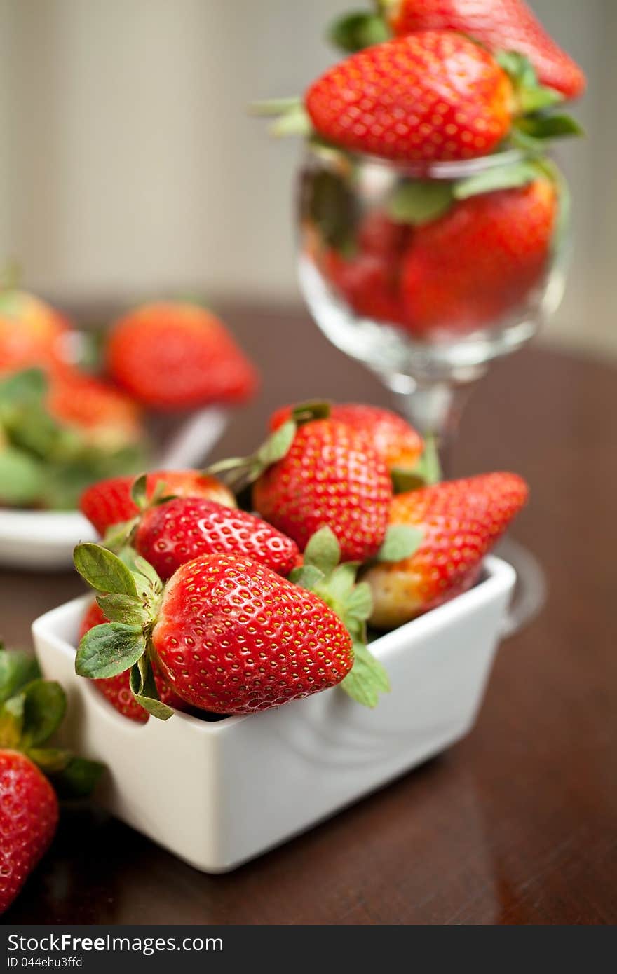 Fresh red strawberries on the table