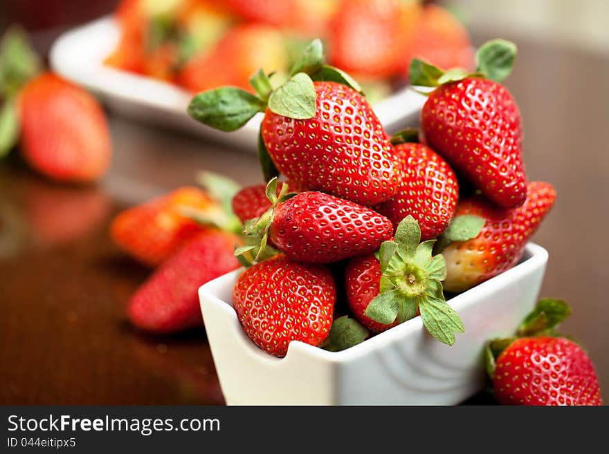 Fresh red strawberries on the table