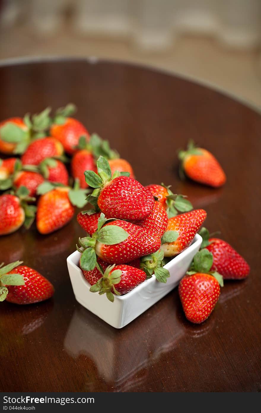 Fresh red strawberries on the table