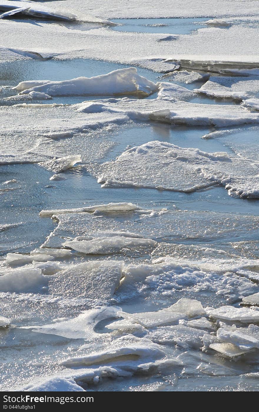 Ice landscape in wintertime drifting on river. Ice landscape in wintertime drifting on river