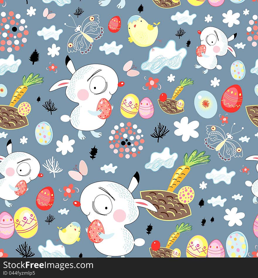 Pattern of Easter bunnies