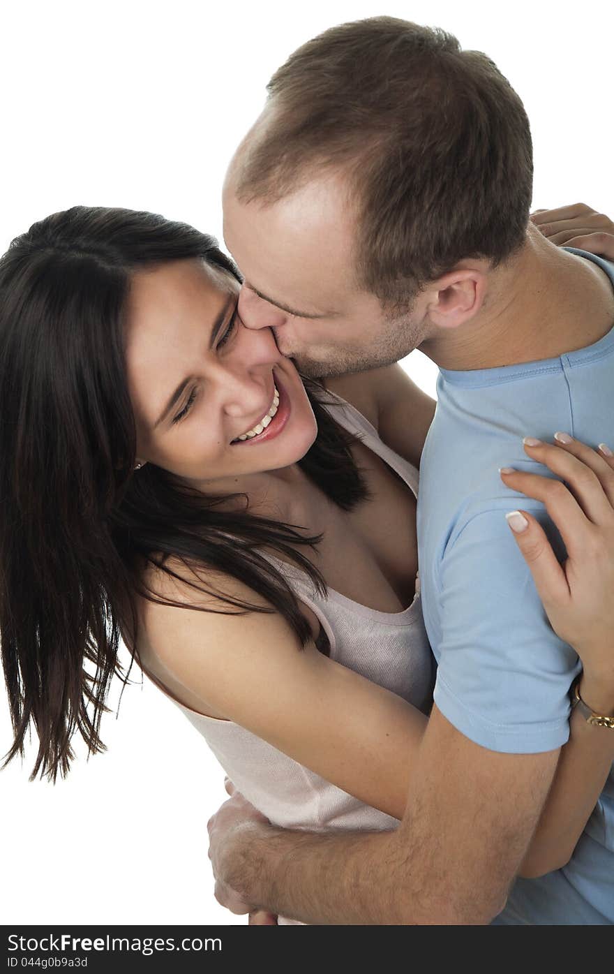 A view of loving couple kissing