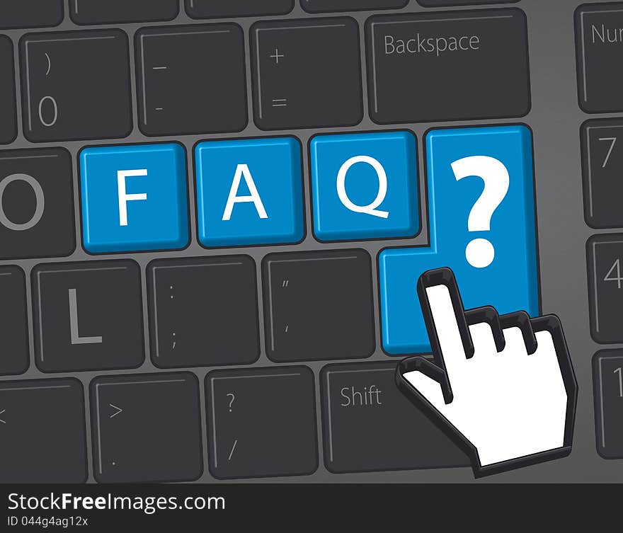 F.A.Q. - Frequently Asked Questions, question and answer.