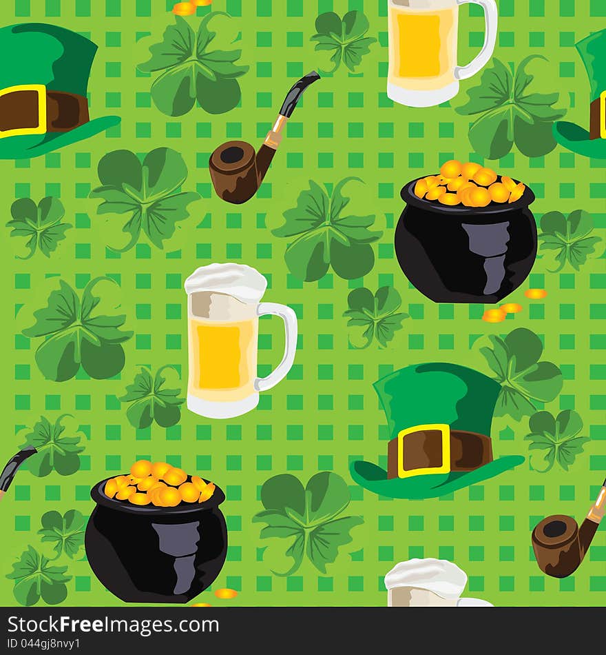 Seamless background with symbols of the holiday of St. Patrick. Seamless background with symbols of the holiday of St. Patrick