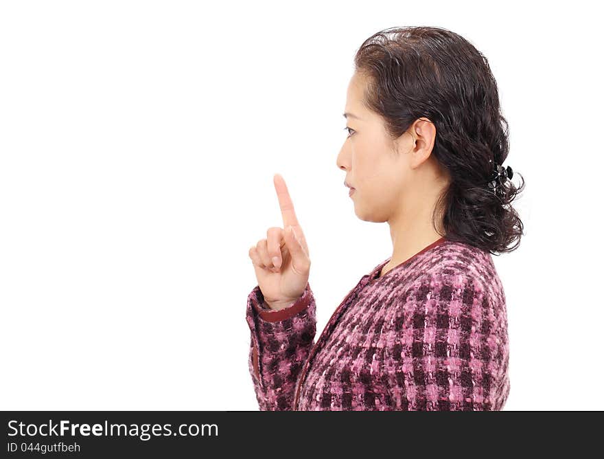 Portrait of a asian business woman with silence gesture