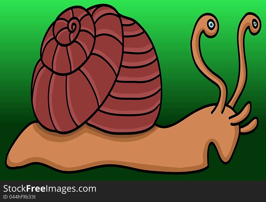 Illustration of a cartoon snail.