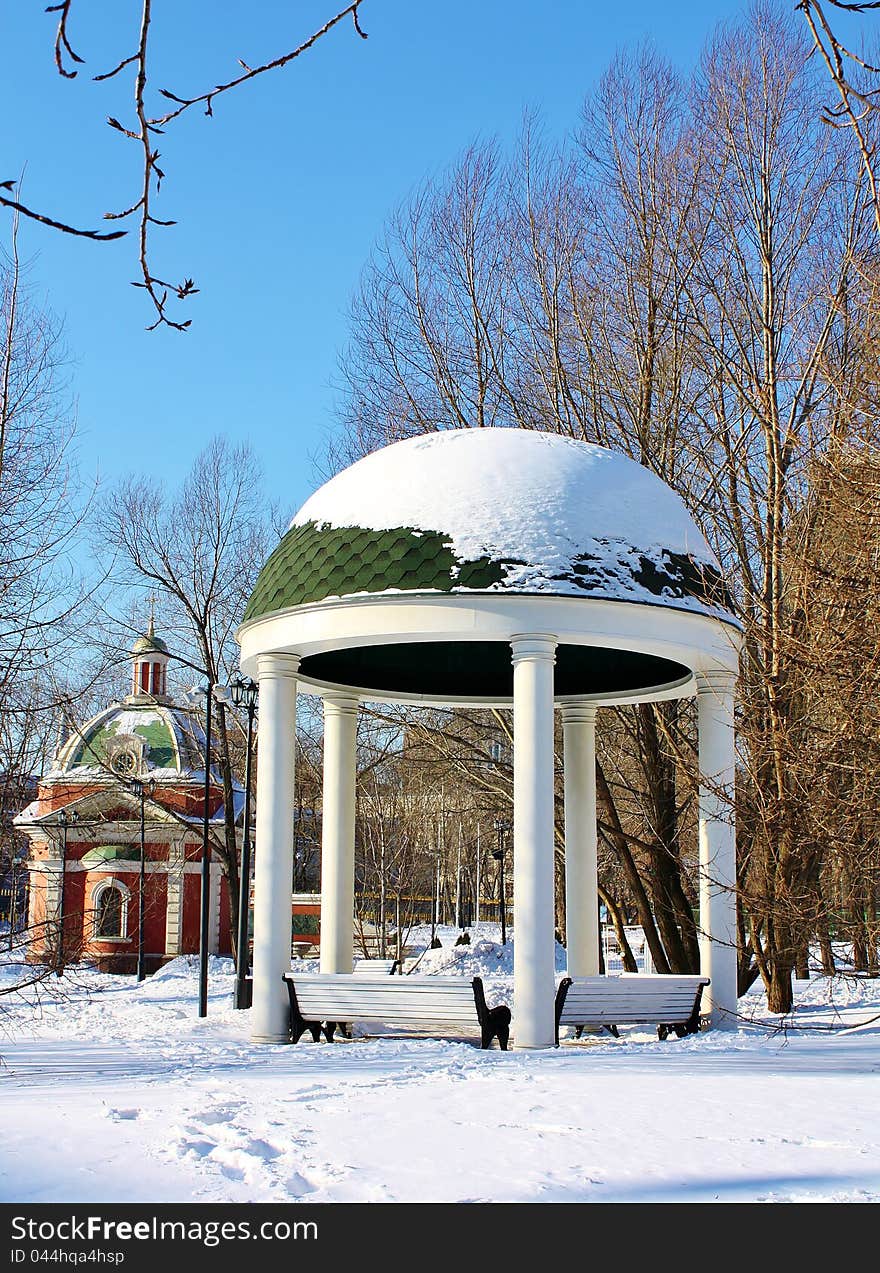 Gazebo in the Ekaterina Park in Moscow. Gazebo in the Ekaterina Park in Moscow